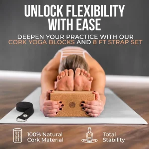 Cork Yoga Blocks 2 Pack - 9x6x3 Inch